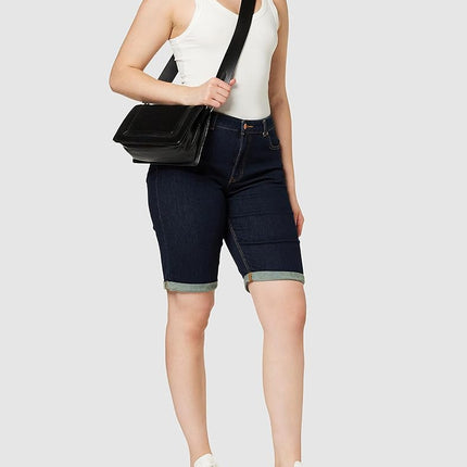 Dickies Womens Perfect Shape Denim Bermuda Shorts, 16, Rinsed Indigo Blue