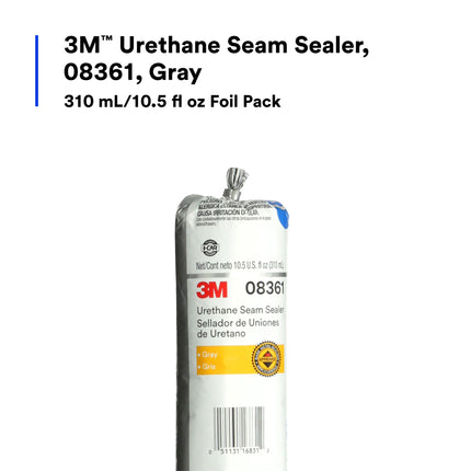 Sellador de juntas de uretano gris Ultrapro 3M 08361 - Paquete de lámina de 310 ml