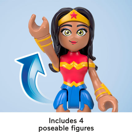 Fisher-Price Imaginext DC Super Friends Set de figuras de rivales con la Mujer Maravilla, Bumblebee, Harley Quinn y Hiedra Venenosa para niños de 3 años en adelante