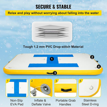 VEVOR Inflatable Floating Dock 6 x 5 ft, 6 Inch Thick, 3-5 People, Electric Air Pump, Pool Beach Ocean