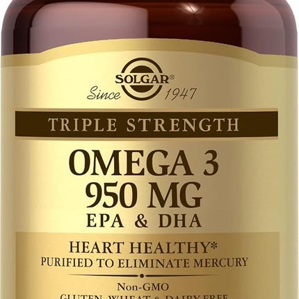Solgar Triple Strength Omega 3 - Supports Brain & Eyes - Heart Health Friendly - Fish Oil - 50 Softgels