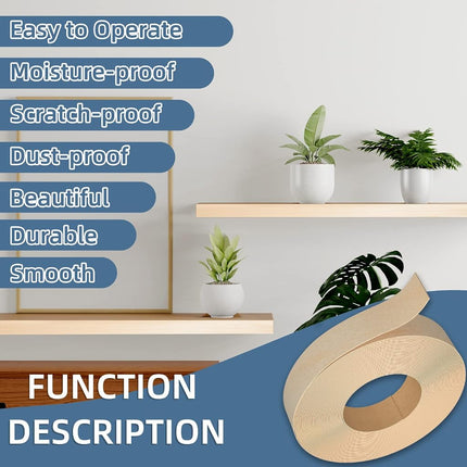 ZYJT Birch Edge Banding, 5/8 inch x 25ft roll of Veneer Edge Banding, Pre-glued Flexible Real Wood Tape for Cabinet Repair and Furniture Restoration