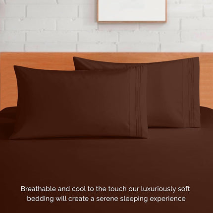 Elegant Comfort Luxurious 1500 Premium Hotel Quality Microfiber 4-Piece Sheet Set, 18-24 Inches Deep - Extra Deep Pocket Sheets - Ultra Soft 4PC Deep Pocket Sheets, King, Chocolate Brown