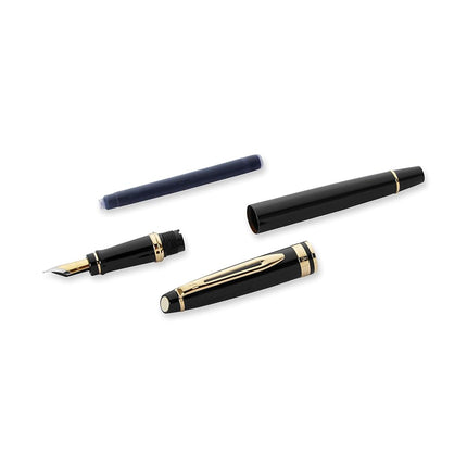 Waterman Expert Fountain Pen | Gloss Black with 23k Gold Trim | Fine Nib | Gift Box