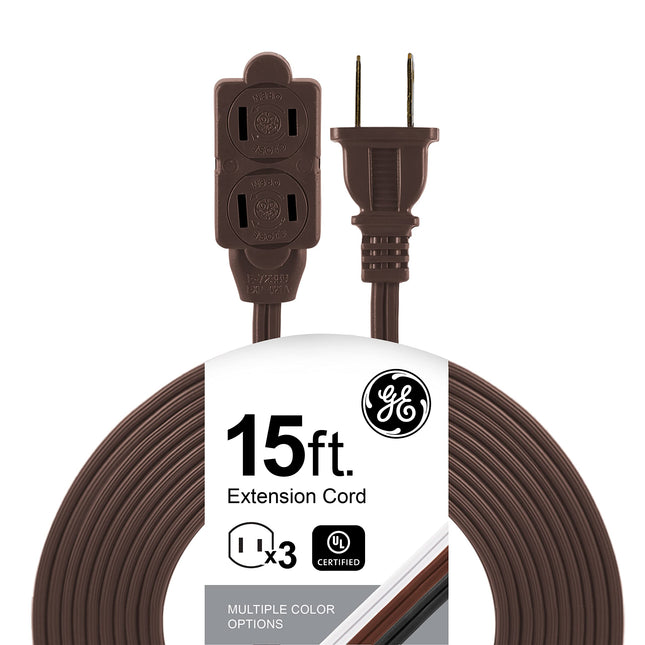 GE 15 Ft Extension Cord, 3 Outlet Power Strip, 2 P