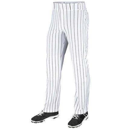 CHAMPRO Triple Crown Open-Bottom Loose-Fit Youth Baseball Pants with Knit-in Pinstripes White,Black