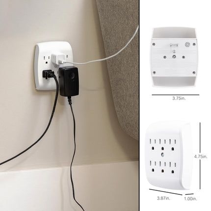 GE 6-Outlet Tap, Grounded, White, 54947