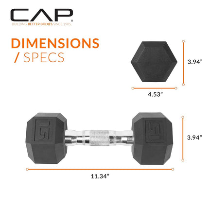 Cap Barbell 15 LB Coated Hex Dumbbell Weight, New Edition