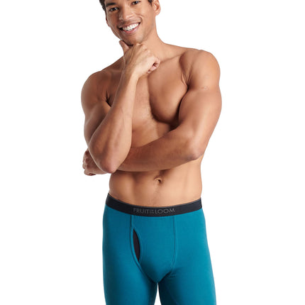 Fruit of the Loom Bóxers Elásticos 360 para Hombre (Secado Rápido y Absorción de Humedad), Pierna Normal - Algodón Elástico - Paquete de 7 Rojo/Azul/Gris, XXL