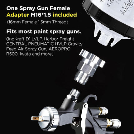 InoKraft Disposable Paint Spray Gun Cup, Standard 22 Ounce (650ml) Kit with 6 Cups and Lids, 1 Hard Cup with Retainer Ring, 3 Plugs, Paint System for HVLP LVLP Spray Gun with Adapter for Beginner