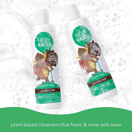Fresh Monster 2-in-1 Kids Shampoo & Conditioner, Coconut, 8.5 oz 2-Pack