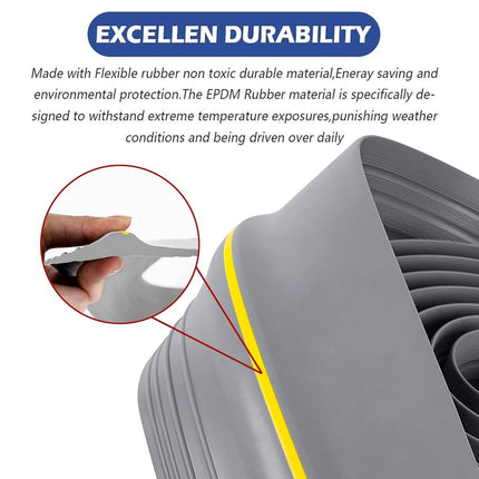 ToLanbbt 10Ft/3M Universal Garage Door Rubber Threshold Strip with 300ml Black Adhesive, Weatherproof Seal Strip DIY Weather Stripping Replacement (Grey+Yellow)