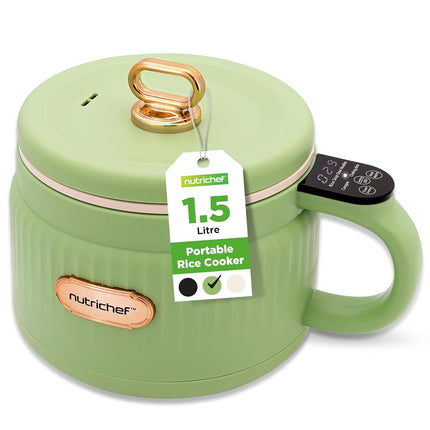 NutriChef Rice Cooker 1.5L with Ceramic Non-Stick Pot & Digital Controls