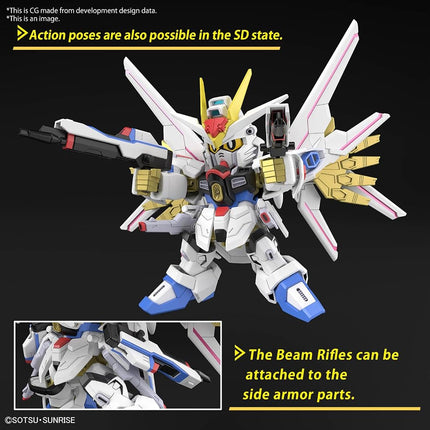 SD Gundam Cross Silhouette SDCS Mobile Suit Gundam Seed Freedom Mighty Strike Freedom Gundam Color Coded Plastic Model, Red, White