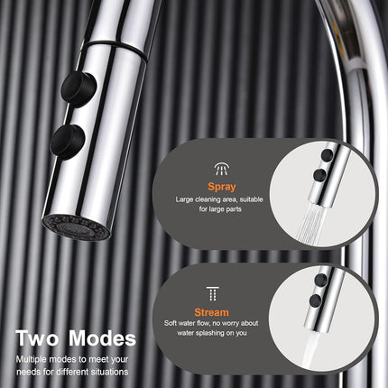 TIORIY Kitchen Sink Spray Head Replacement Metal Chrome Kitchen Faucet Spray Head with 15 Adapters Pull Out Kitchen Faucet Replacement Spray Nozzle