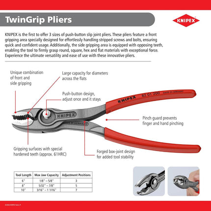 KNIPEX Tools 82 02 250 SBA TwinGrip Pliers, 10"