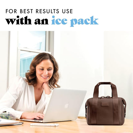 Fit & Fresh Remi Lunch Bag for Women Work – Neoprene Lunch Tote with Containers & Ice Pack, Reusable Meal Prep Lunch Box, Large Capacity, Machine Washable, Chocolate