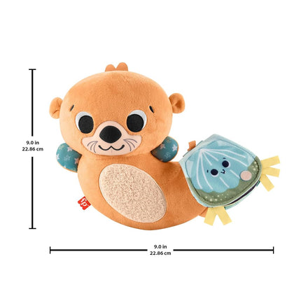 Fisher-Price Baby Toy 2-in-1 Rockin’ Tummy Time Otter Plush Sensory Activity with Soft Book for Newborn Play Ages 0+ Months, HXG96