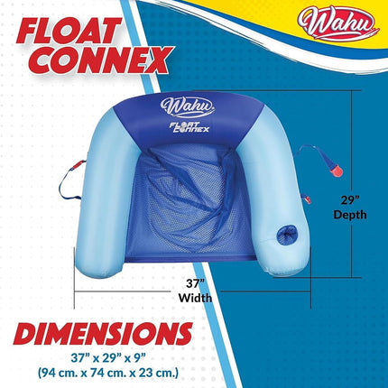 Wahu Float Connex Aqua Seat - Blue | Inflatable Pool Float with Built-in Cupholder & Chair Connector | Pool Inflatables for Adults | Ages 8+, M