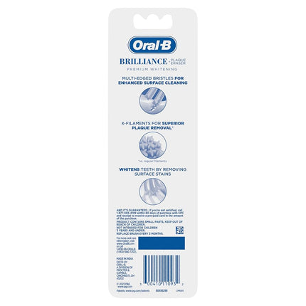 Oral-B Brilliance Premium Whitening Toothbrush with Plaque Eraser, Medium, Sky Blue and Gray, 2 Count
