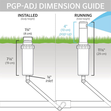 Hunter PGP-ADJ Rotor Sprinkler Head ¾ Connection, 4" Pop-Up, Adjustable 40°–360° Arc, Gear Drive, Lawn Irrigation Sprinkler Head Replacement, 22–52 ft Spray Distance, Single Unit