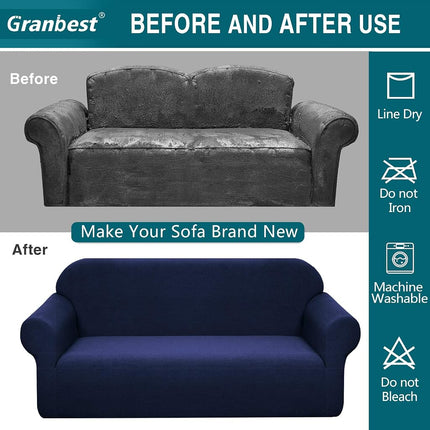 Granbest Premium Water Repellent Sofa Cover High Stretch Couch Slipcover Super Soft Fabric Couch Cover (Navy Blue, Large)
