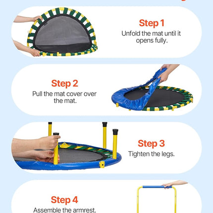 VEVOR 3FT Trampoline for Kids, 36" Indoor/Outdoor Trampoline for Toddlers, Foldable Mini Baby Trampolines with Foam Handle, Recreational Trampolines Birthday Gift
