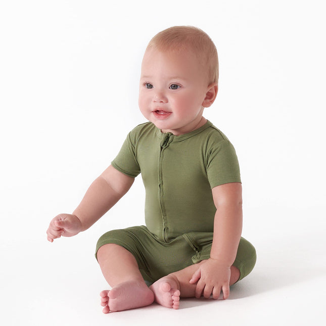 Gerber Mameluco Unisex de Manga Corta Suave como la Mantequilla con Viscosa Hecha de Eucalipto, Color Musgo, 6-9 Meses