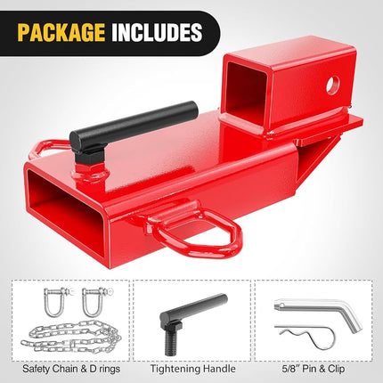 Nilight Forklift Trailer Hitch Attachment Fits 2 Inch Receiver Clamp on Pallet Fork Trailer Towing Adapter with Safety Chain & 5/8” Hitch Pin Clip Red