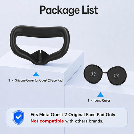 AMZDM Face Pad Cover for Oculus Quest 2 with Lens Covers Protectors Washable VR Silicone Covers for Meta Quest 2 VR Accessories
