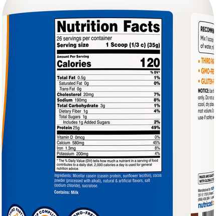Nutricost Casein Protein Powder 2Lb Chocolate - Micellar Casein, Gluten Free, Non-GMO