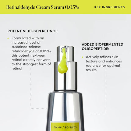 Naturium Retinaldehyde Cream Serum 0.05%, Advanced Anti-Aging & Smoothing Face & Skin Care, 1.7 oz