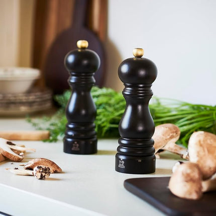 Peugeot - Paris u'Select 18 cm Pepper and Salt Mill Set - 6 Predefined Grind Settings - Powdered Salt Innovation, Zirlion Mechanism - PEFC-Certified Wood - Made in France - Chocolate Finish