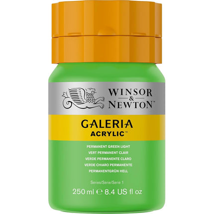 Winsor & Newton Series 1 250ml Bottle Galeria Acrylic Colour with Nozzle Cap - Permanent Green Light