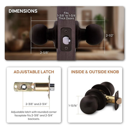 Copper Creek BK2020TB Ball Door Knob, Passage Function, 1 Pack, in Tuscan Bronze