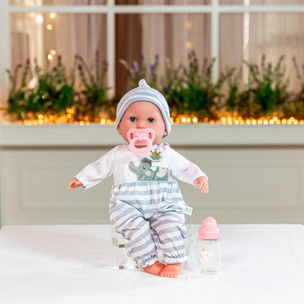 JC TOYS - Berenguer Boutique Soft Body Doll 38 cm, Her Eyes Open and Close, Includes Clothes and Accessories, Grey, Designed by Berenguer, +2 years