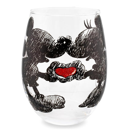 Verre à vin sans pied Silver Buffalo Disney Mickey et Minnie Cœur classique à paillettes, 590 ml