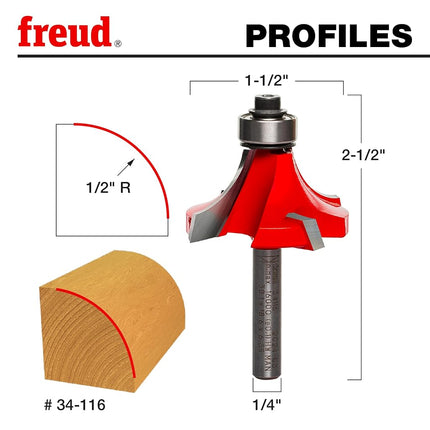1/2" Radius Rounding Over Bit (Quadra-Cut)