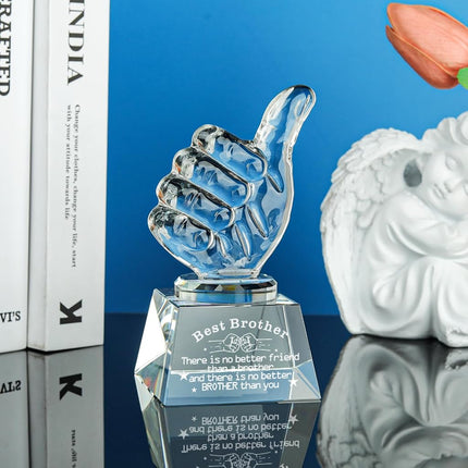 LONGWIN Gifts for Brother Adult Crystal Awards with Thumbs Up, Birthday from Sister Brother, Unique Presents
