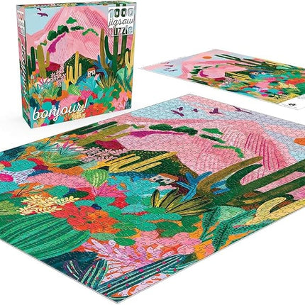 Buffalo Games Rhi James - Bonjour - Cactus Mountain AZ - 1000 Piece Jigsaw Puzzle for Adults Challenging Puzzle Perfect for Game Nights - Finished Puzzle Size is 26.75 x 19.75