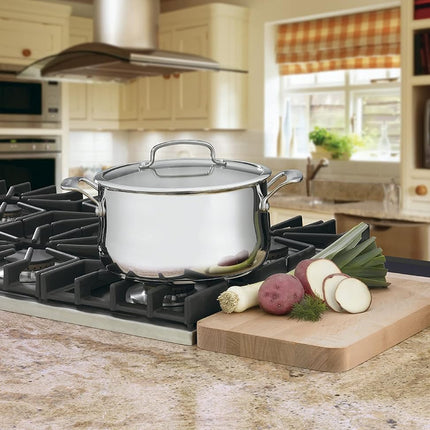 CUISINART 444-24 Contour Acero Inoxidable Olla para Salsa de 6 Cuartos con Tapa de Cristal, Plateado