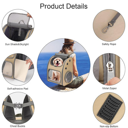 COVONO Expandable Cat Backpack Carrier for Cats & Small Dogs Up to 18 lbs