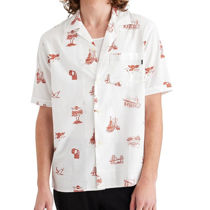 Dockers Mens Short Sleeve Camp Collar Shirt (Regular and Big & Tall), Lucent White - Station (Slub), Medium