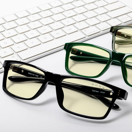 Gunnar Gaming and Computer Eyewear/Vertex, Amber Tint - Patented Lens, Reduce Digital Eye Strain, Block 65% of Harmful Blue Light