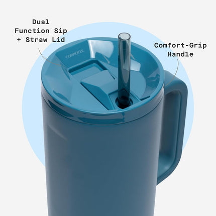 Corkcicle Cruiser Insulated Tumbler - Keeps Drinks Cold 20 Hours - Triple-Insulated Stainless Steel - Spill-Proof Lid - Summer Drinkware Gift - Keeps Drinks Ice Cold - 40 oz - North Shore