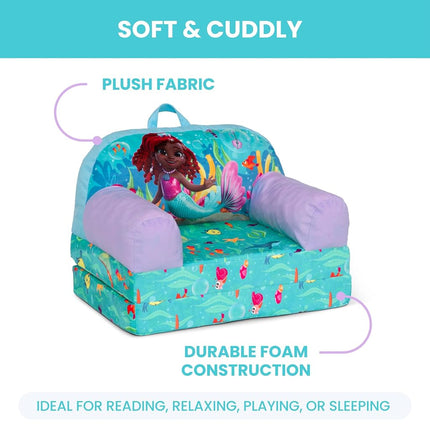 Delta Children - Disney Junior’s Ariel Cozee Buddy Flip-Out Kids Chair, Blue