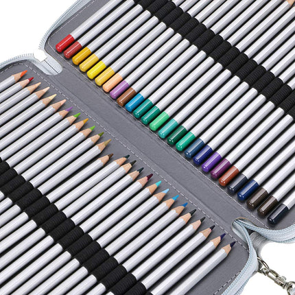 BTSKY Deluxe PU Leather Pencil Case for Colored Pencils - 160 Slot Pencil Holder 200 Slots Grey