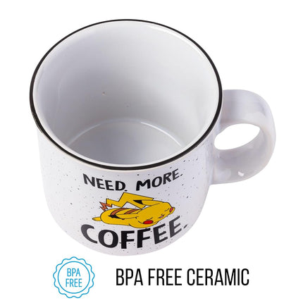 Silver Buffalo Pokémon Pikachu Need More Coffee Ceramic Camper Mug, 20oz