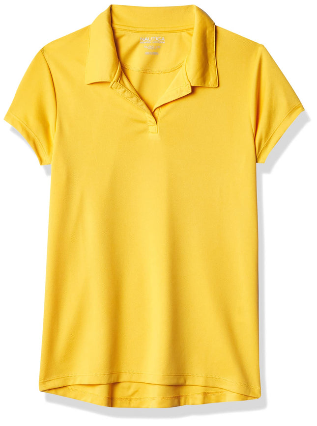 Nautica Girls' Short Sleeve Performance Polo, Gold