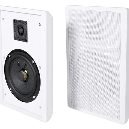 4 Altavoces delgados Rockville RockSlim blancos de 5,25" y 240W para cine en casa con montaje fácil en pared
